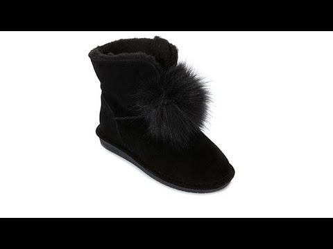 BEARPAW Suede Sheepskin Pom Pom Boot with NeverWet
