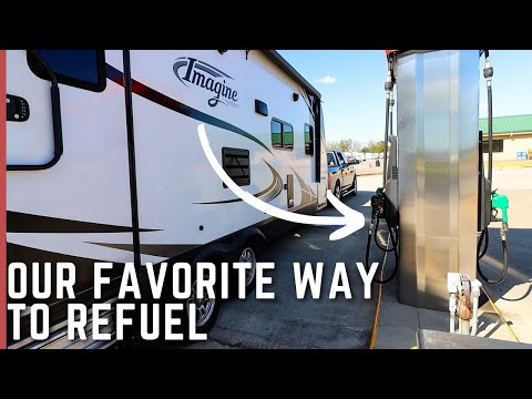 REFUELING WHILE TOWING | Our favorite refueling technique | Full-time RV
