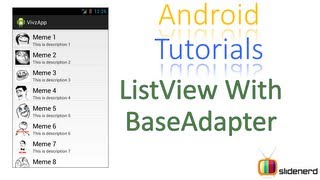 #88 Android Custom ListView With BaseAdapter: Android Tutorial [HD 1080p]