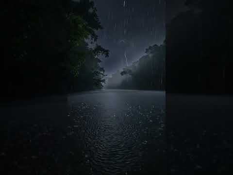 Tropical Night Rain Sounds 🌧️ Immersive River Reflections, Fog & Soft Thunder for Sleep