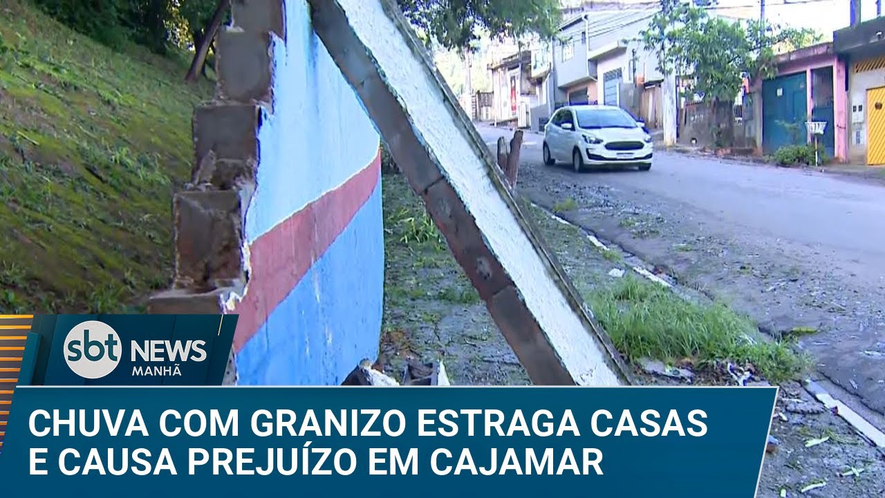 Chuva com granizo estraga casas e derruba muro de escola em Cajamar (SP) | #SBTNews Manhã (30/12/24)