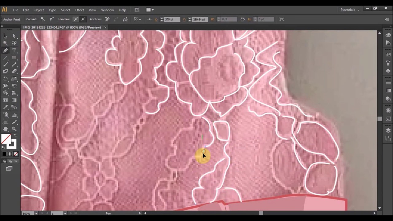 Draw Baby Pink Dress Vector using Adobe Illustrator