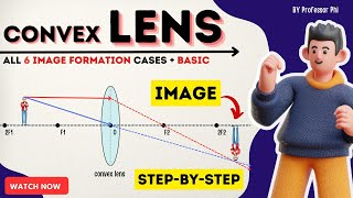 Image formation by CONVEX LENS animation | All 6 cases explained | Professor Phi