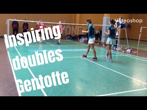 Ladies doubles badminton match Gentofte vs. Solrød 2nd division Denmark badminton