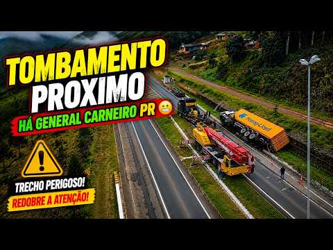 CARRETA CONTAINER TOMBOU DEPOIS DO TREVO PROXIMO GENERAL CARNEIRO PARANÁ