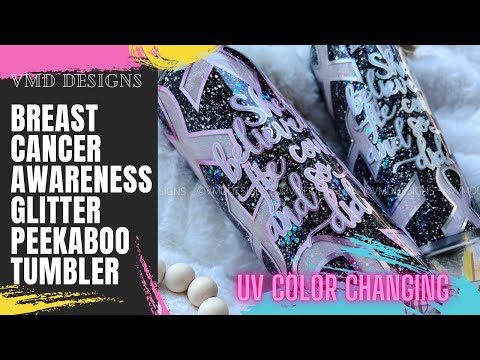 UV BREAST CANCER AWARENESS PEEKABOO TUMBLER: Create a pink ribbon color changing epoxy  tumbler