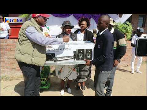 Aspiring Councillor, Sandra Ndebele donates studio equipment worth $USD1 000 USD to two youths.