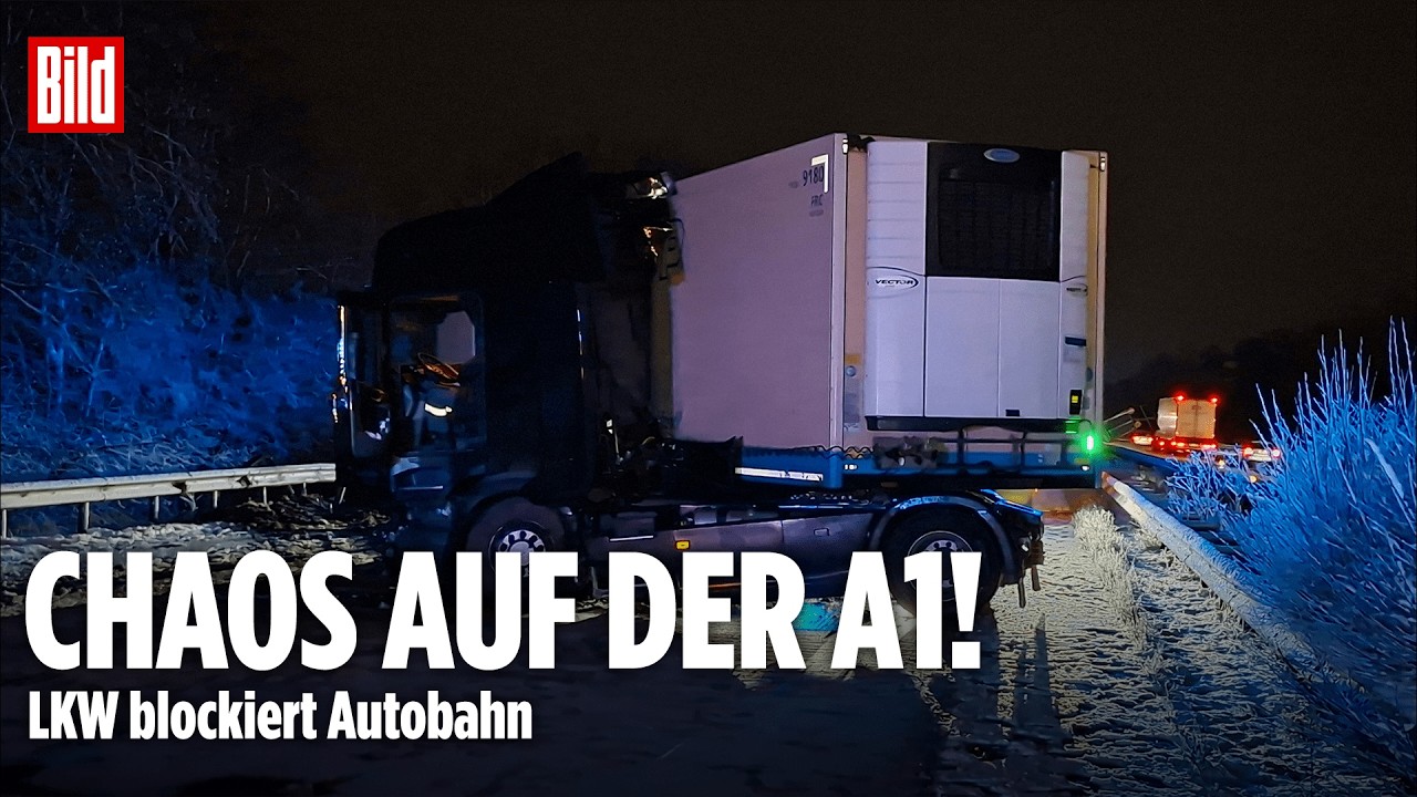 WINTERCHAOS AUF DER A1: LKW-Unfall blockiert Autobahn bei Oldenburg