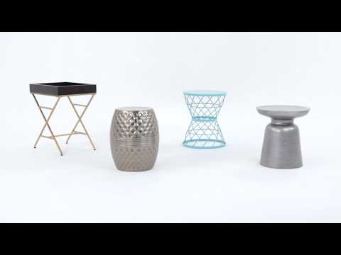 Toby Modern Industrial 16 inch Wide Metal Accent Side Table in Silver, Fully Assembled Video 1