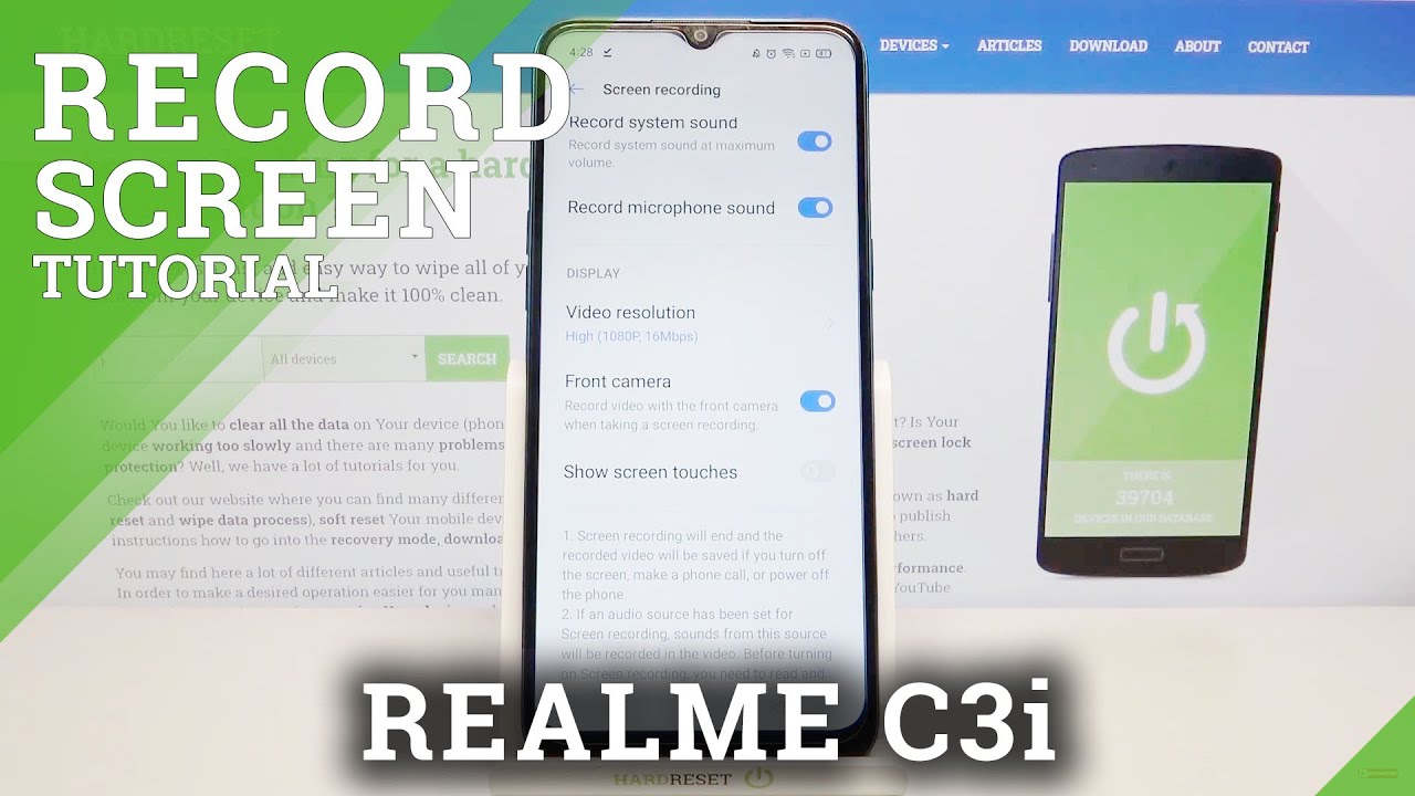 How to Enable Font Camera in Screen Recorder on REALME C3i – Screen Recorder Settings