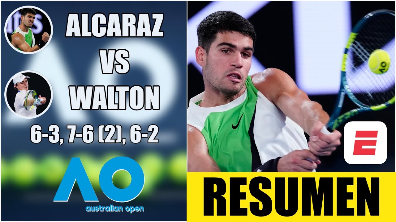 Carlos Alcaraz selló contundente triunfo en debut ante Adam Walton | Resumen | Australian Open 2026