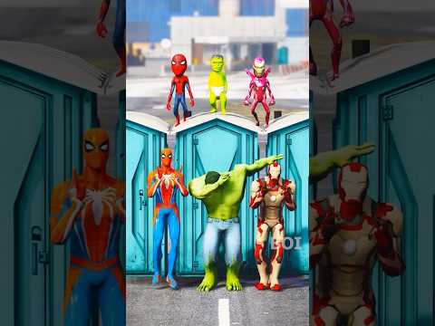 GTA V : SPIDER MAN, HULK, IRON MAN SAVING HIS DAD 😲 #shorts #gta5