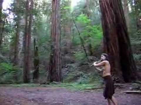 Marla Leigh playin' flute in redwood treez