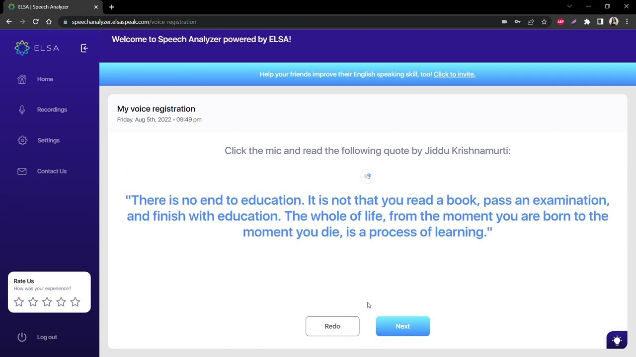 ELSA Speech Analyzer 語音辨識 (Step 1   Voice registration)