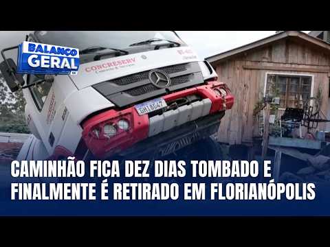Caminhão que tombou na Vargem do Bom Jesus é retirado após dez dias