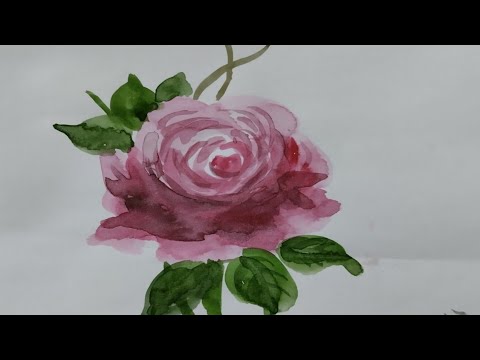 How to easily draw rose with watercolour //Obaidullah Art