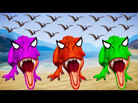 T-REX COLOR PACK vs CHOMPER vs SPINOSAURUS vs CARNOTAURUS - Jurassic World Evolution