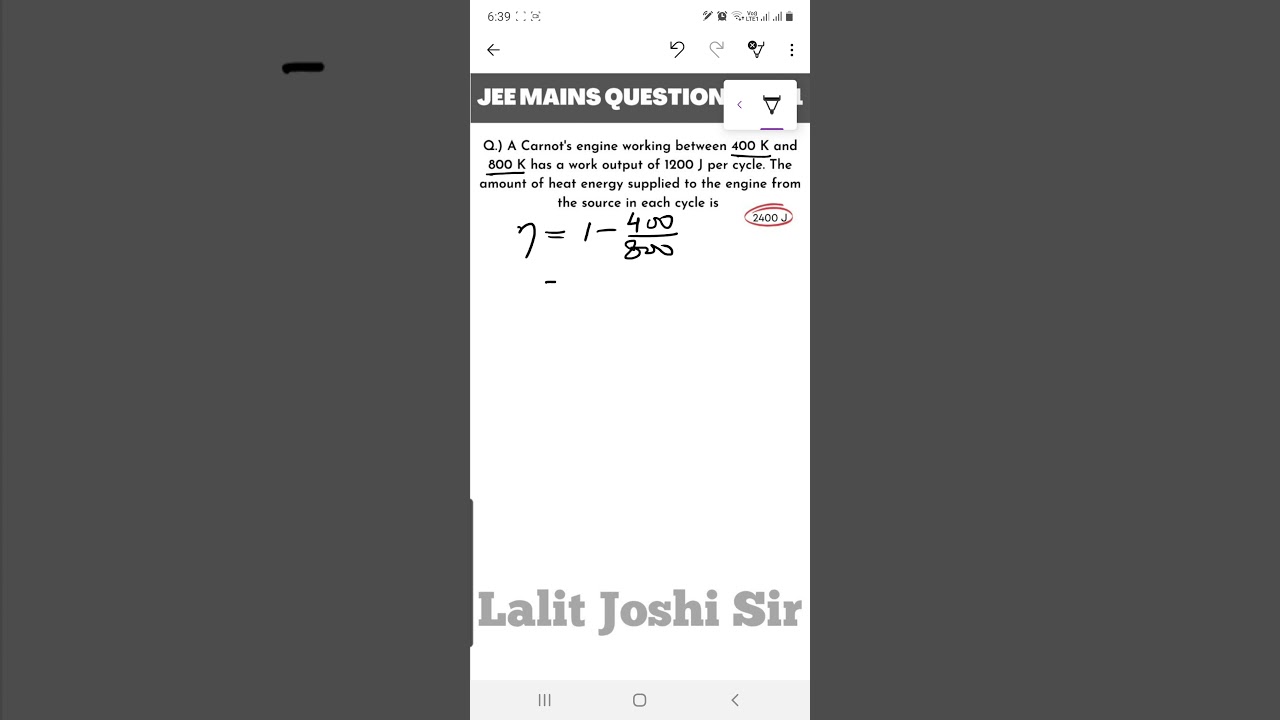 JEE MAINS 2021| Short tricks| Carnot Engine