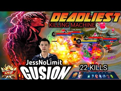 JessNoLimit GUSION THE KILLING MACHINE PERFECT COMBO WITH 22 KILLS ~GUSION GAMEPLAY
