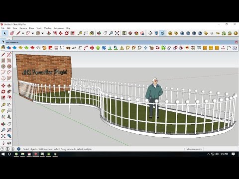 Tutorial Sketchup - How to array object follow the line with JHS PowerBar (Plugin)