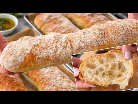 Italian Ciabatta Bread Recipe | Easy No Knead Homemade Bread Recipe