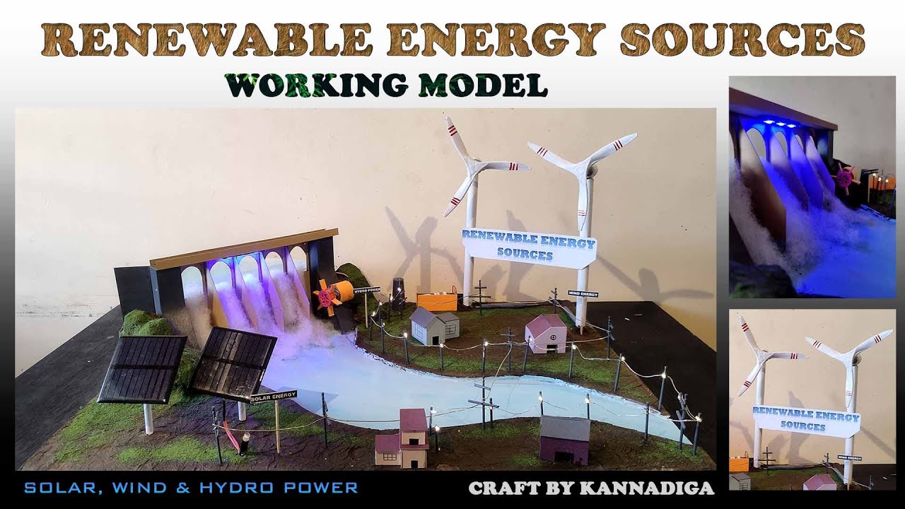 Renewable energy sources working model | Green energy working model | solar & wind energy hydropower