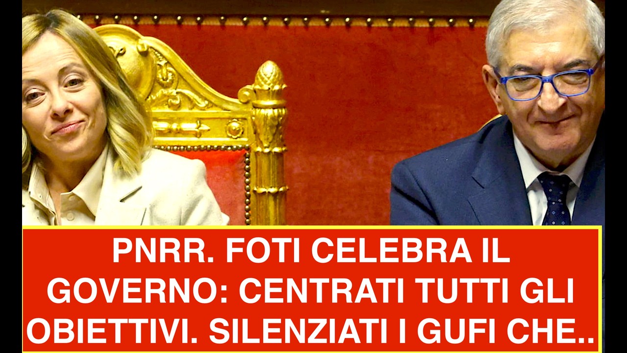 PNRR. FOTI CELEBRA IL GOVERNO: CENTRATI TUTTI GLI OBIETTIVI. SILENZIATI I GUFI CHE..
