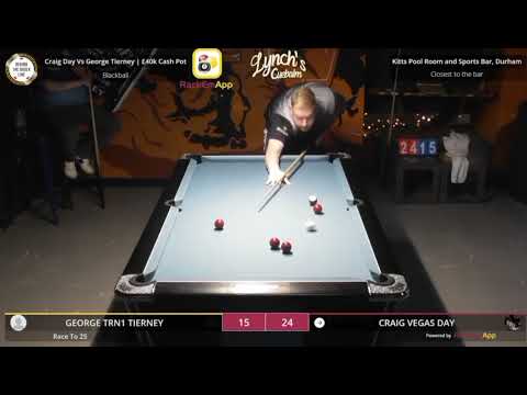 Final shots of £50k pool game. Craig 'Vegas' Day v George 'Trn1' Tierney