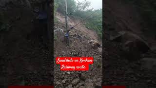 A landslide triggered by heavy rains brought rain services on the Konkan Railway route #landslide