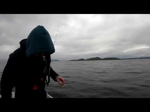 man on a boat, wearing a hoodie, with a fishing rod