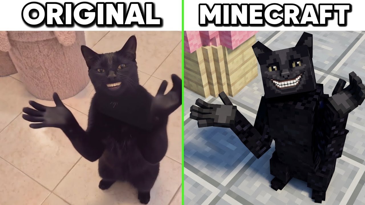 Cat Clapping Hand Original vs Minecraft