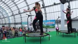 New fitness workout on trampoline