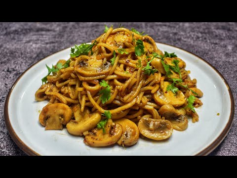Spicy Garlic Mushroom Noodles Recipe.