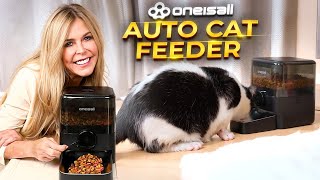 Oneisall Pet Feeder | Cordless Wifi Auto Cat Feeder Review 100 Day Battery | Review How to Use