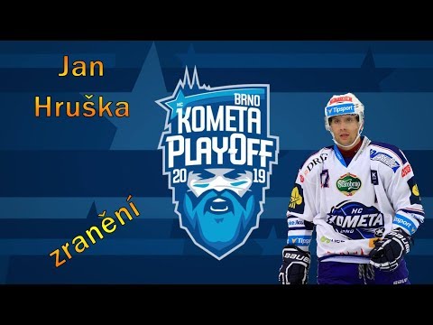 Zranění Hrušky po zákroku Birnera v 1. semifinále play-off Liberec – Brno