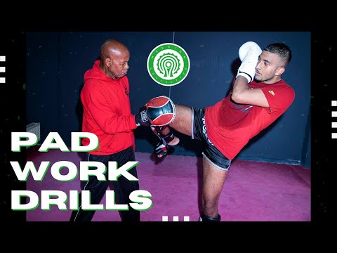 Fast Unorthodox Dutch Kickboxing Pad Work Drills with Lucien Carbin