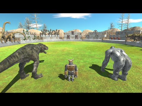 GORO THE GIANT + GHOR HAMMER + T REX  vs  3× BOSS - Animal Revolt Battle Simulator ARBS