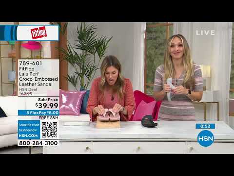 FitFlop Lulu Perf CrocoEmbossed Leather ToePost Thong Sa...