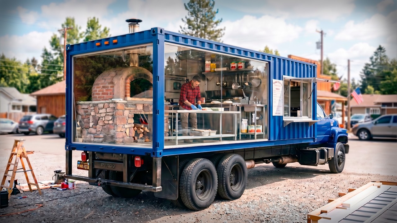 MAN TRANSFORMS an Old Box Truck Into a LUXURY MOBILE PIZZERIA | Full Build