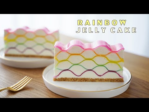 , title : '젤리로 아름다운 무지개 치즈케이크를 만들어 봤어요.🌈 / Rainbow Jelly Cheesecake / Amazing cake / Cup measure'