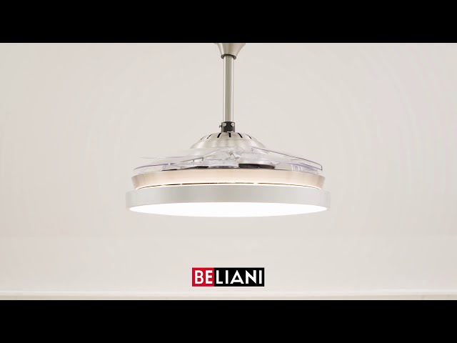 Video Teaser für BELIANI - Deckenventilator mit Licht silber / transparent IBAR