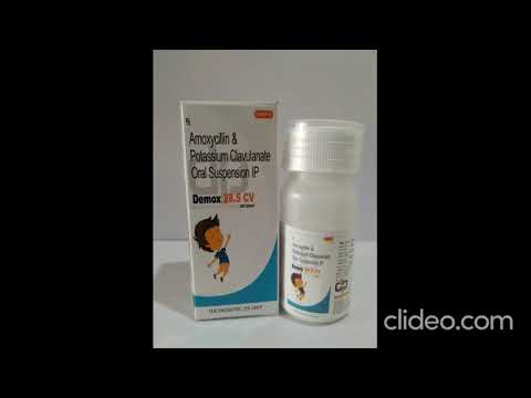 Amoxycillin 200 mg + clavulanic acid 28.5 mg (with water) or...