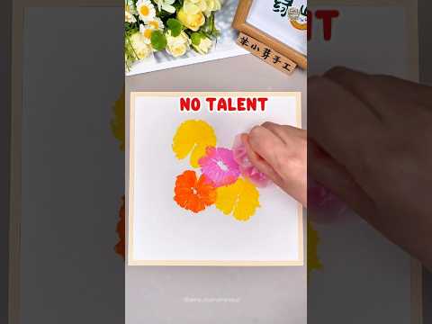 How to Draw Flowers the Easiest Way with Just a Plastic Bag| DIY Painting Hack #shorts #craft #draw
