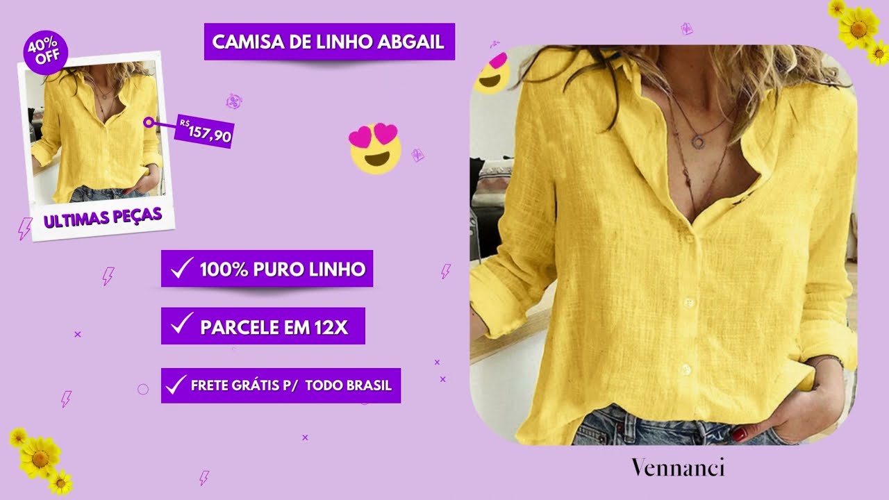 Watch Now Camisa de Linho Feminina - Abgail Camisa de Linho Feminina - Abgail