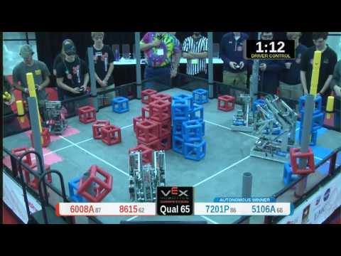 2015 VRC Tech Q65 - 6008A 8615 vs 7201P 5106A - 40 to 74 - VEX Worlds 2015 - Technology Division