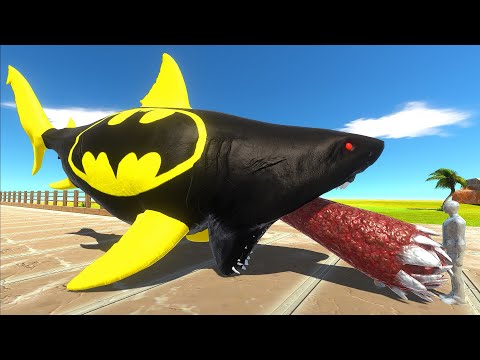 DEATH RUN OASIS vs BATMAN MUTANT MEGALODON | FPS PERSPECTIVE - Animal Revolt Battle Simulator