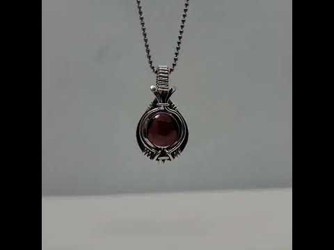 Rose cut red garnet silver handmade wire wrapped medallion pendant zd_artisan_jewelry IG