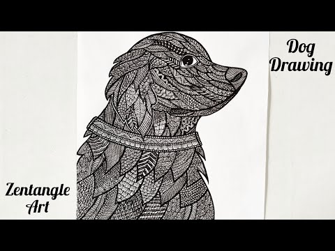 Zentangle Art How to Draw a Dog step by step easy tutorial dog drawing doodle vanithaarts