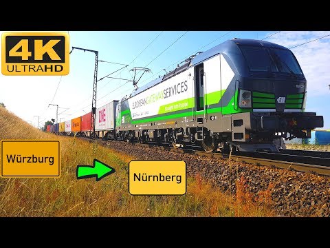 【4K】 Führerstandsmitfahrt Würzburg HBF  nach Nürnberg Hafen über Dettelbach,Kitzingen,Iphofen,Fürth