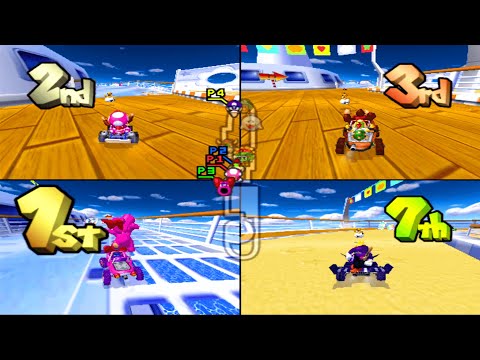 Mario Kart Double Dash 4 Players Toadette Vs Bowser Jr Vs Birdo Vs Koopa Multiplayer Versus Gameplay